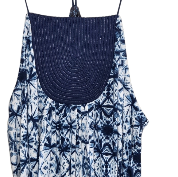 Anthropologie One September | Anza Blue Shibori Tie Dye Spaghetti Strap Tank Top - Picture 3 of 8